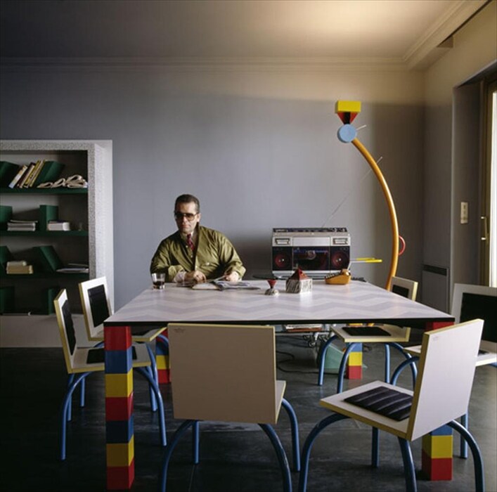 Karl Lagerfeld in his Monte Carlo Memphis-furnished apartmen