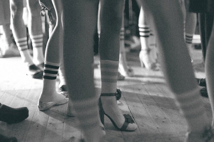 Backstage at the Peter Jensen Resort show