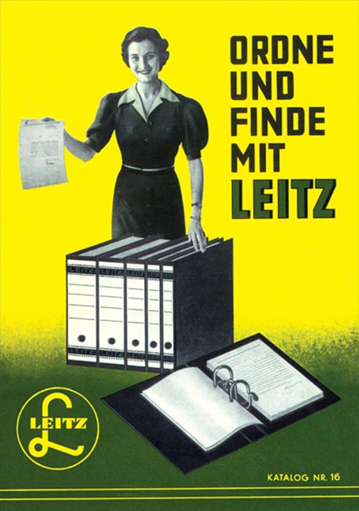 Ring binder advertisement by the Leitz company: “To organize