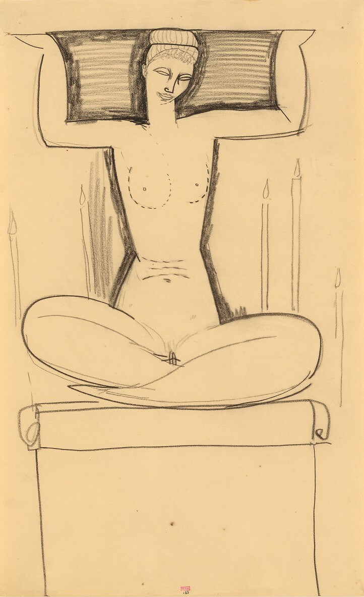 Modigliani, Caryatid Seated on Plinth with Lighted Candles