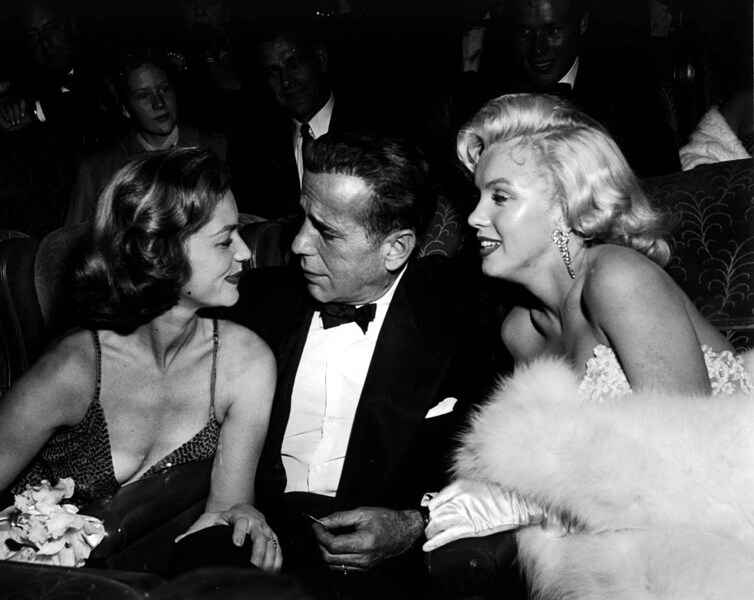 Lauren Bacall, Humphrey Bogart and Marilyn Monroe, circa 195