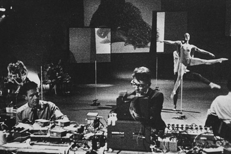 John Cage working on Variations VII at 9 Evenings in 1958