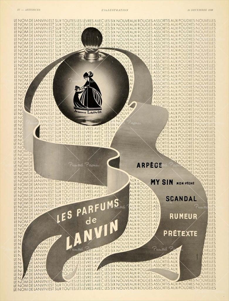 Lanvin advertisment for Arp&#233;ge My Sin, 1939