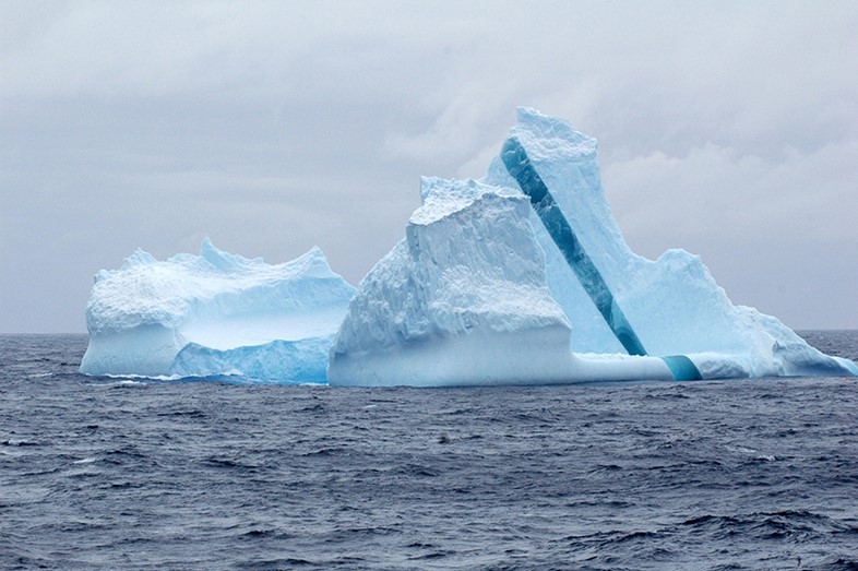 A striped iceberg photographed by Norwegian sailor Oyvind Ta