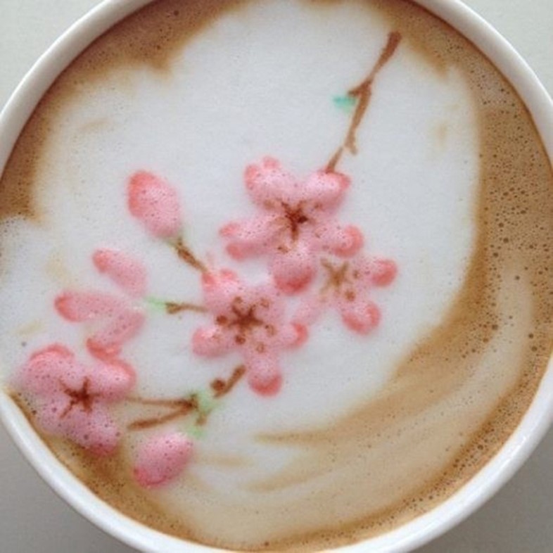 Latte cherry blossom