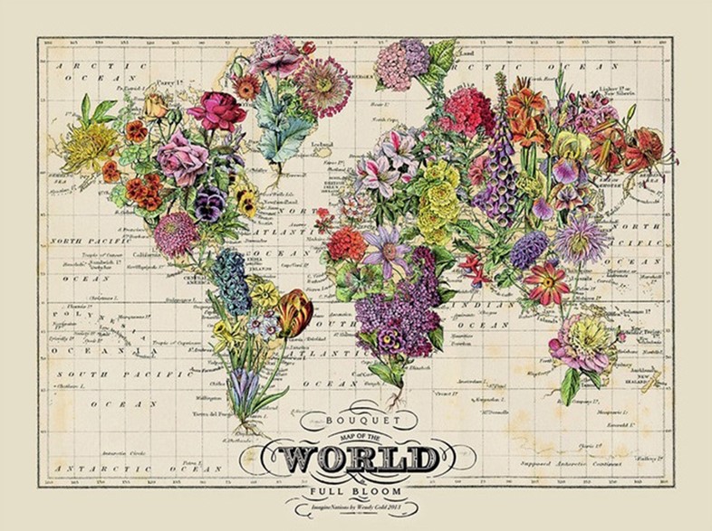 Bouquet map of the world