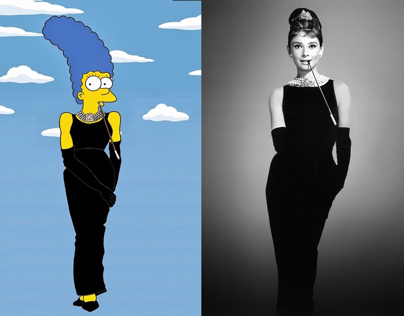 Marge Simpson as Audrey Hepburn in Breakfast at Tiffany&#39;s , 
