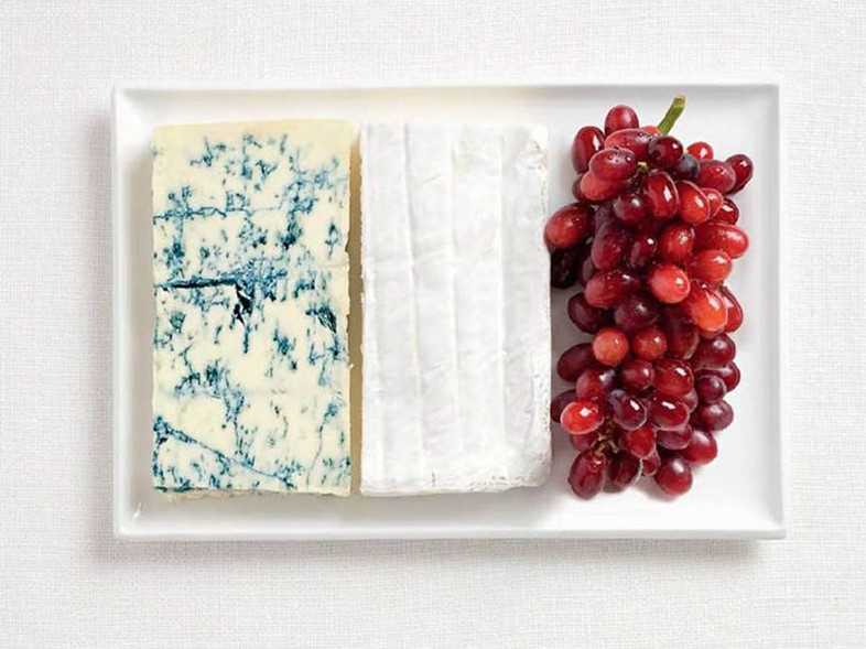 France – blue cheese, brie cheese and grapes