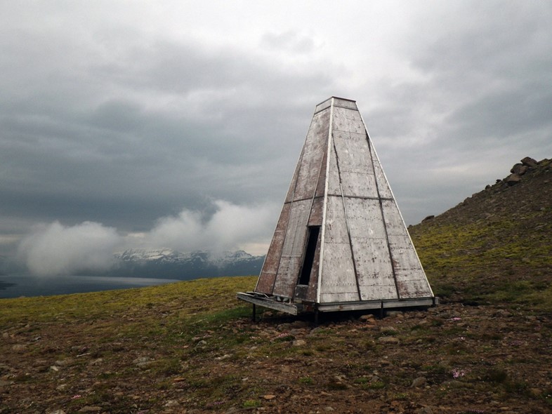 Abandoned survival shelter in the Eastern Fiords of Iceland