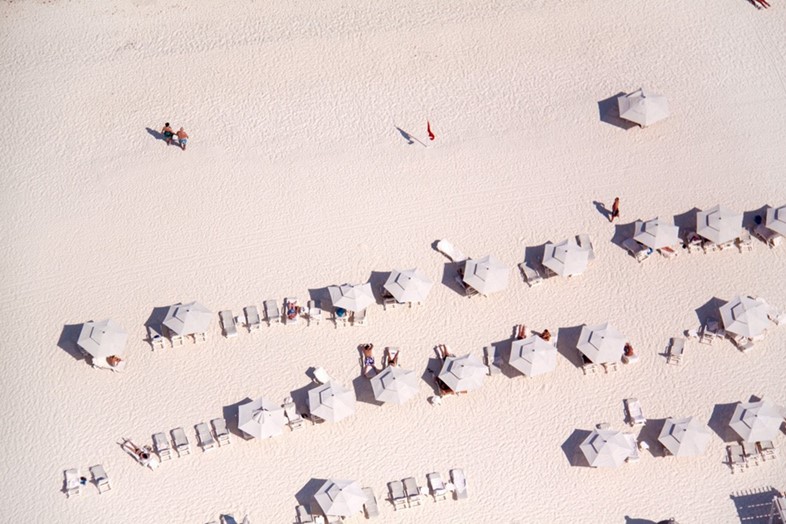 White Umbrellas, White Sand