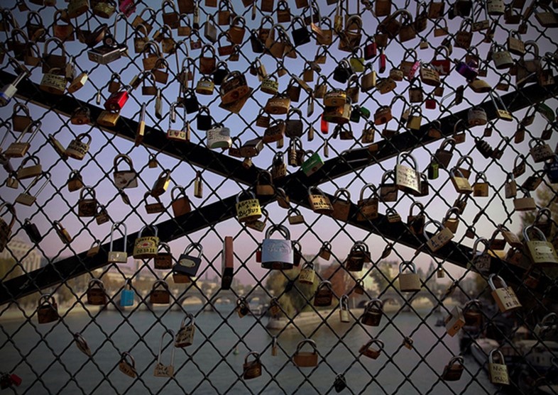The love locks on the Pont des Arte, Paris