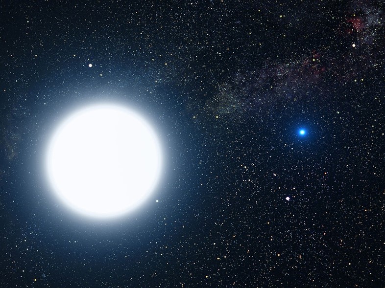 An artist&#39;s impression of Sirius A (left) and B (right)