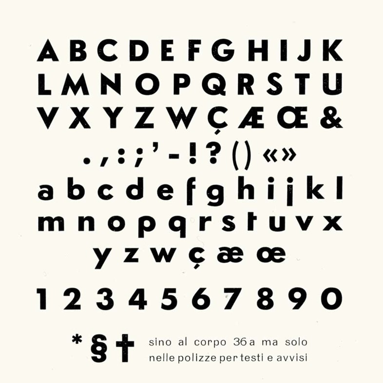 The original type specimen page 36pt Semplicit&#224; used for the