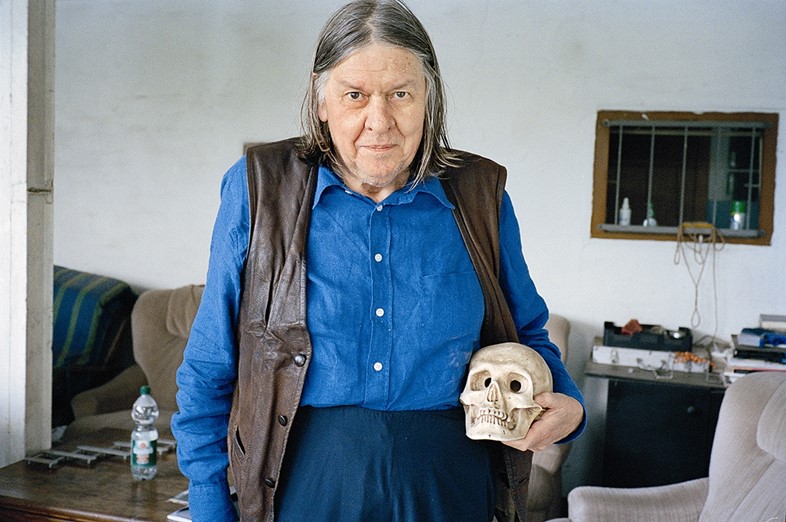 Werner Nekes with a skull