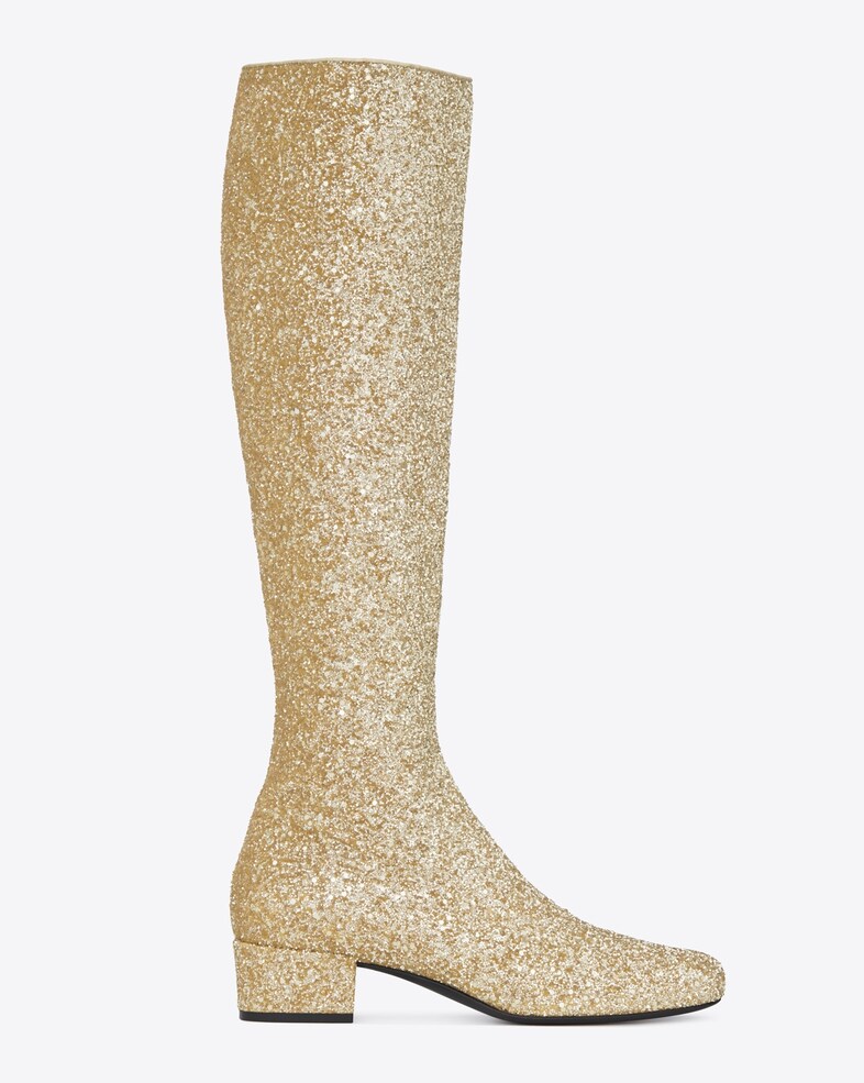High boot in gold glitter by Saint Laurent A/W14