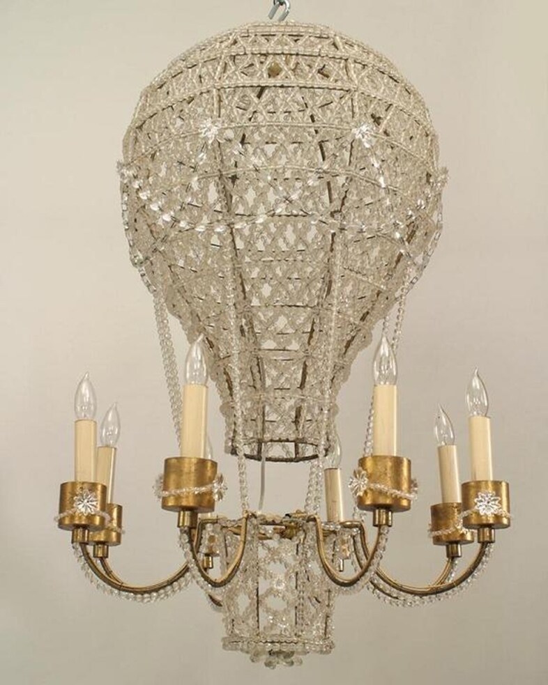 1940s Italian Crystal Hot Air Balloon Chandelier