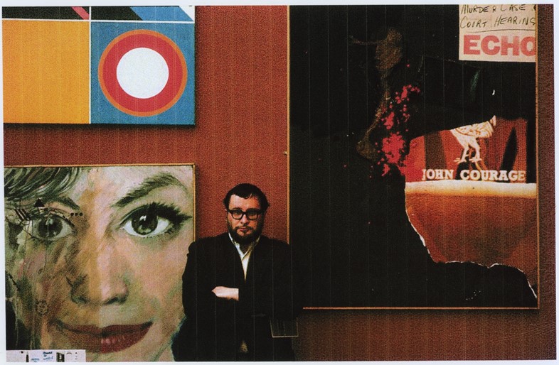 Henri in front of Liverpool 8 Murder Painting, c.1964