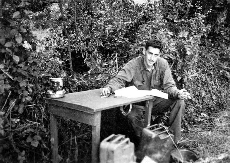 Still from &quot;Salinger&quot;, 1913 – the author writing The Catcher