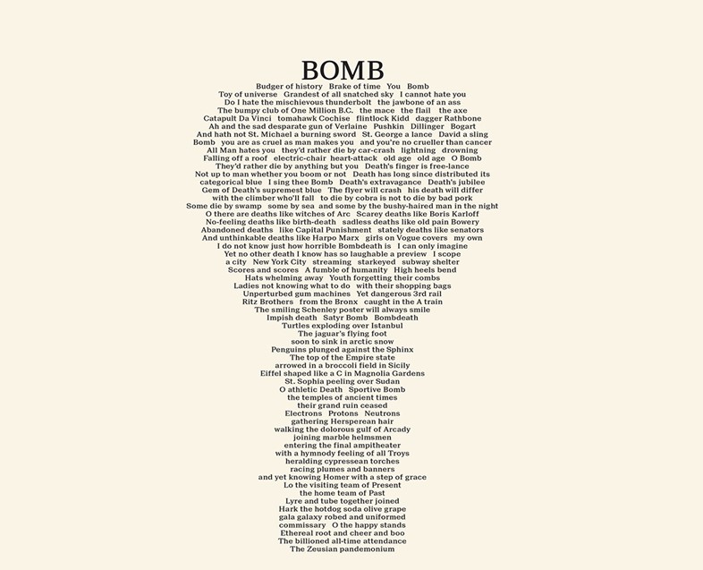 Bomb by Gregory Corso in Document, AnOther Magazine S/S15