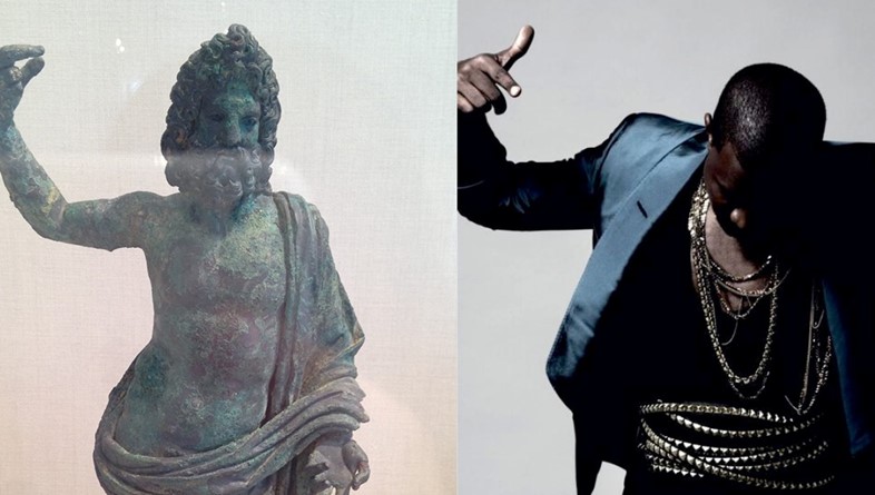 Left: Unknown; Right: Kanye West