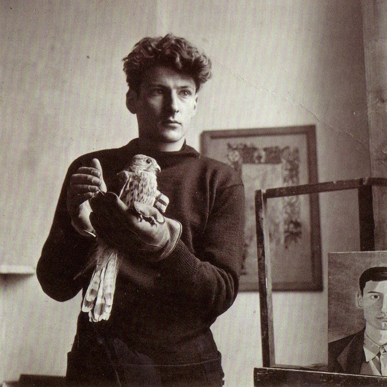 Lucien Freud with a bird, c. 1940s