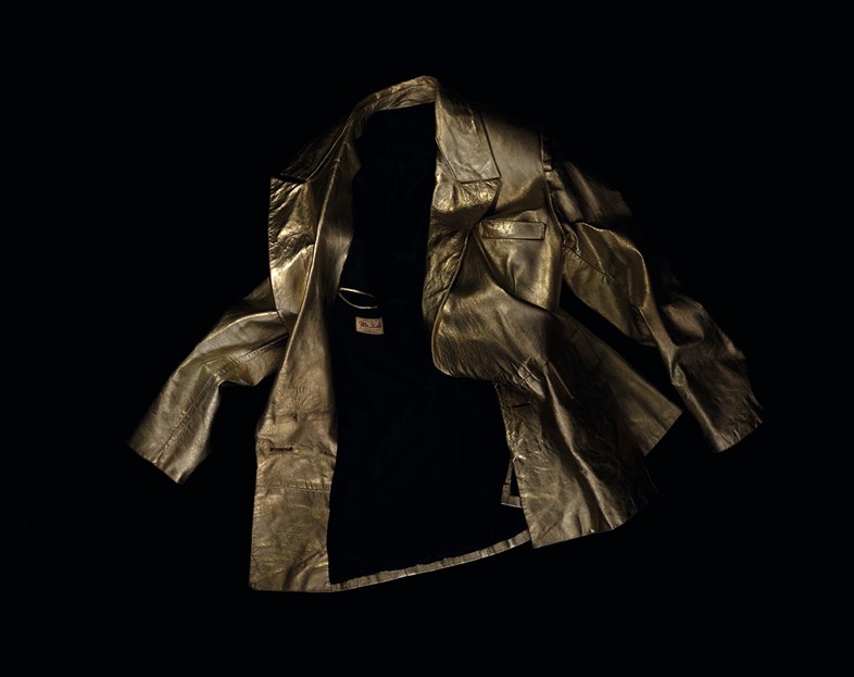 Gold leather jacket purchased at Mr Fish in Mayfair