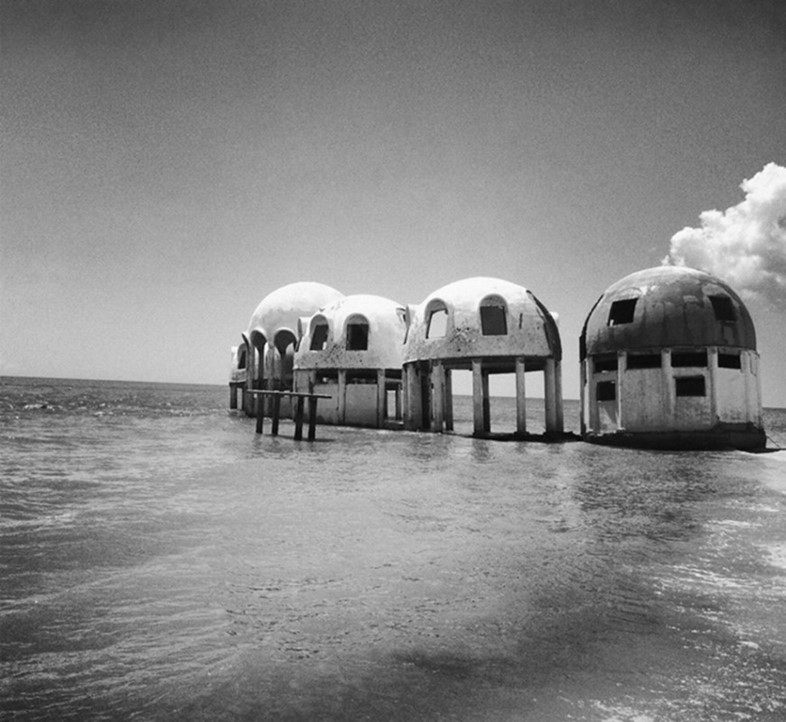 The Dome House under attack from the sea