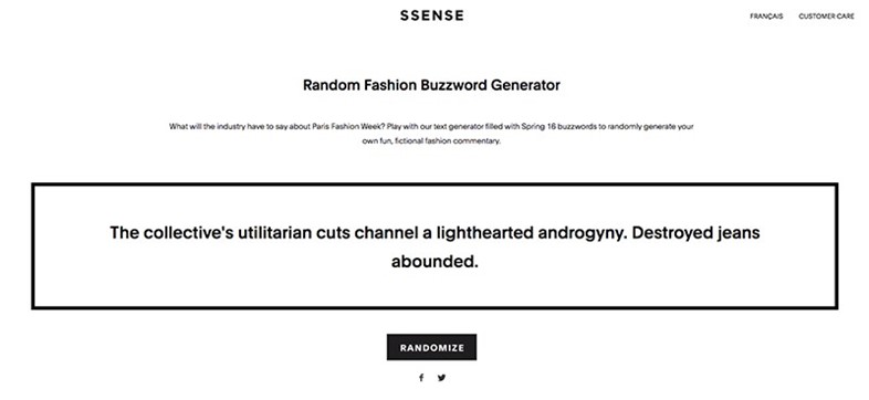 SSense Fashion Buzzword Generator