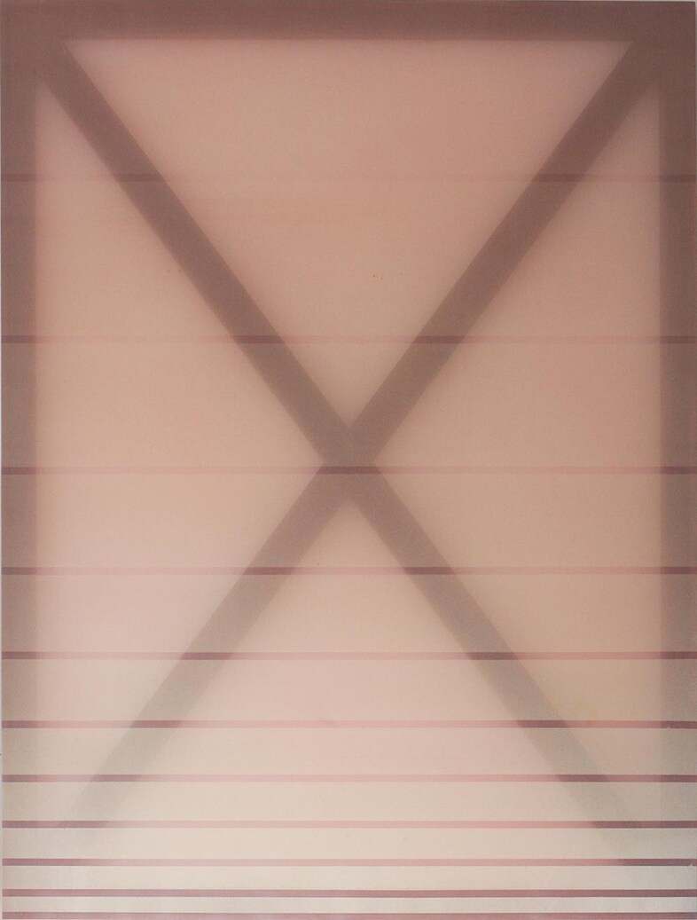 Rebecca-Ward,-X-(cream-and-pink),-2014,-oil-and-dy