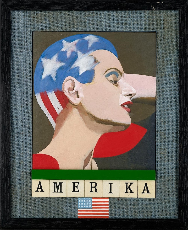 Peter-Blake,-Amerika,-2015,-oil-on-board,-26.7-x-2