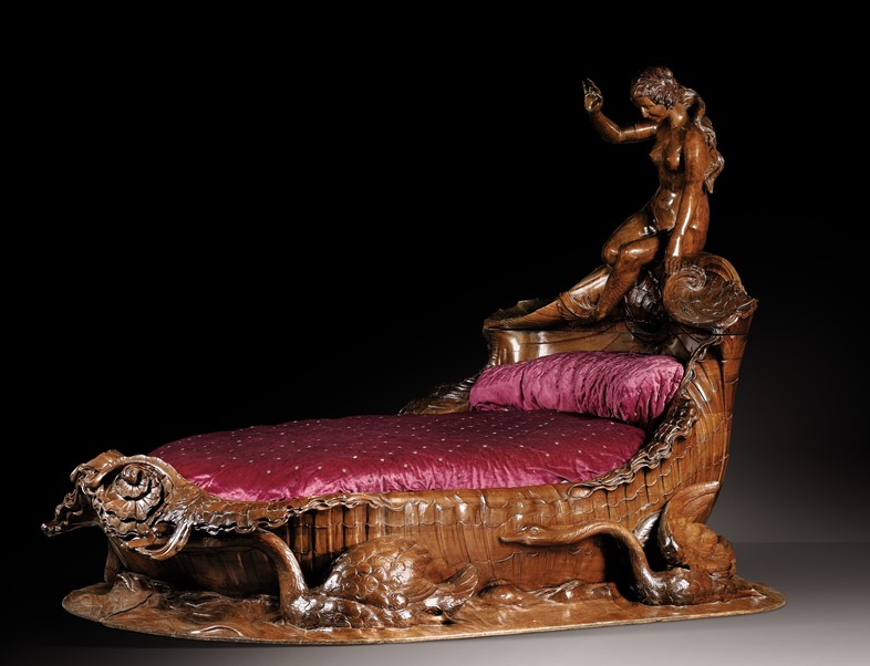 Lot 22 An exceptional carved mahogany bed, French,