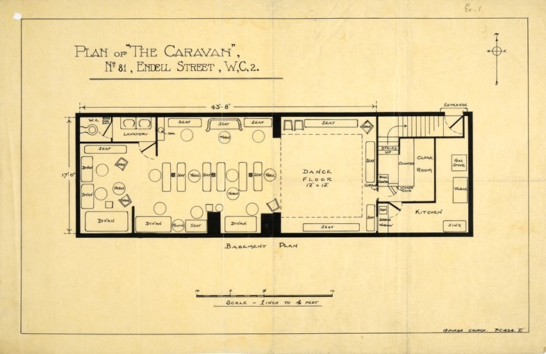 Police sketch plan of The Caravan Club, Endell Str