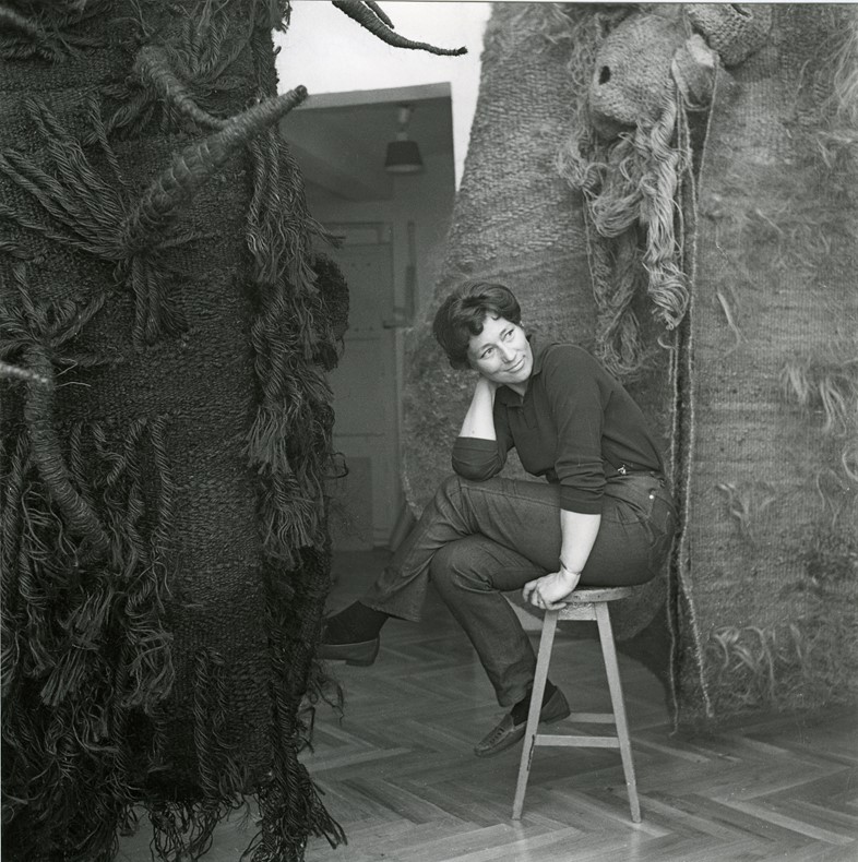 Magdalena Abakanowicz in her worshop, aprox. 1968 