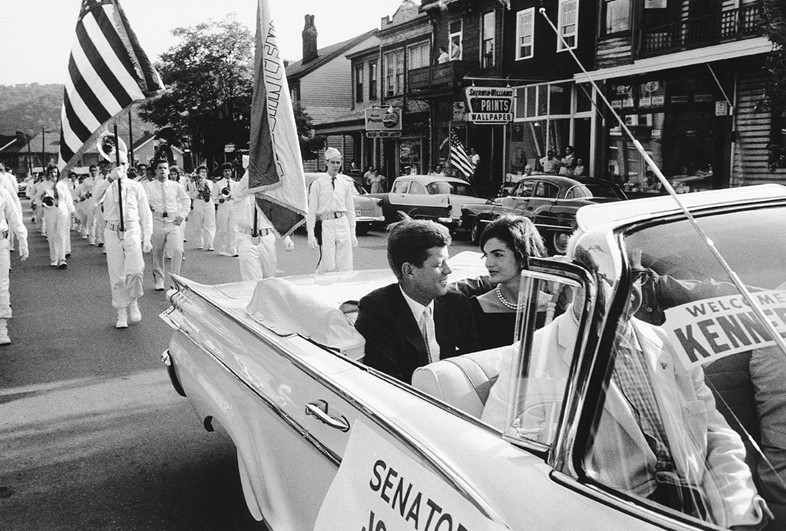 Jackie and JFK in Campaign Car, Wheeling, 1959