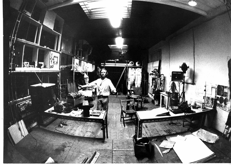 14. Bruce Lacey in his studio at Martello Street, 