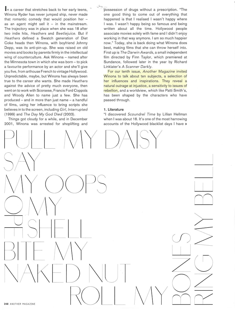 Winona Ryder AnOther Magazine 2006 Mario Sorrenti Katy Engla