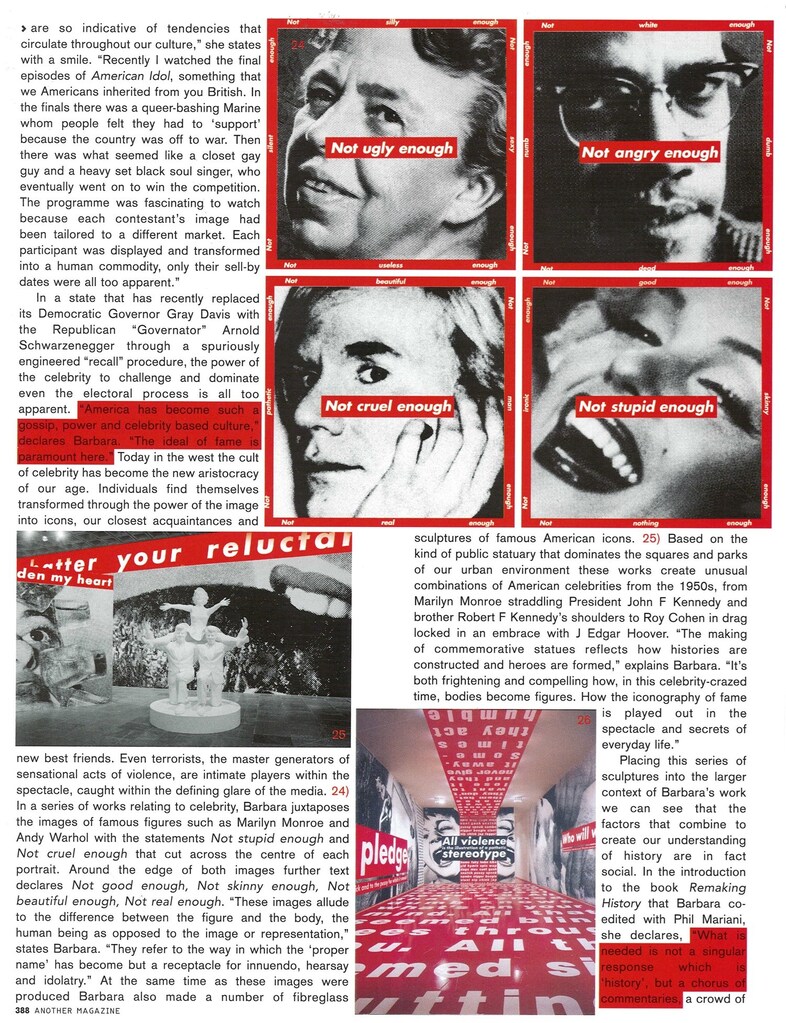 Barbara Kruger for AnOther Magazine Spring/Summer 2004