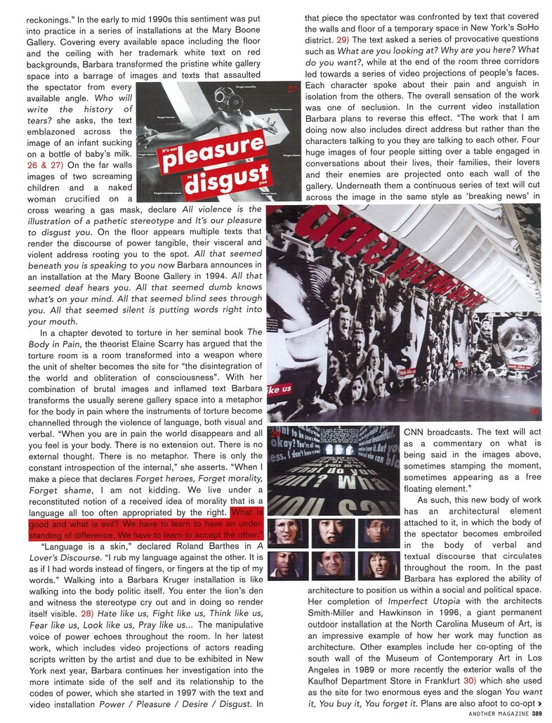 Barbara Kruger for AnOther Magazine Spring/Summer 2004