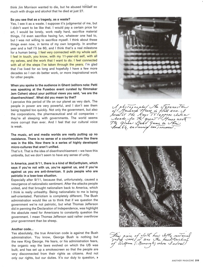 Patti Smith AnOther Magazine SS 2006 Jefferson Hack