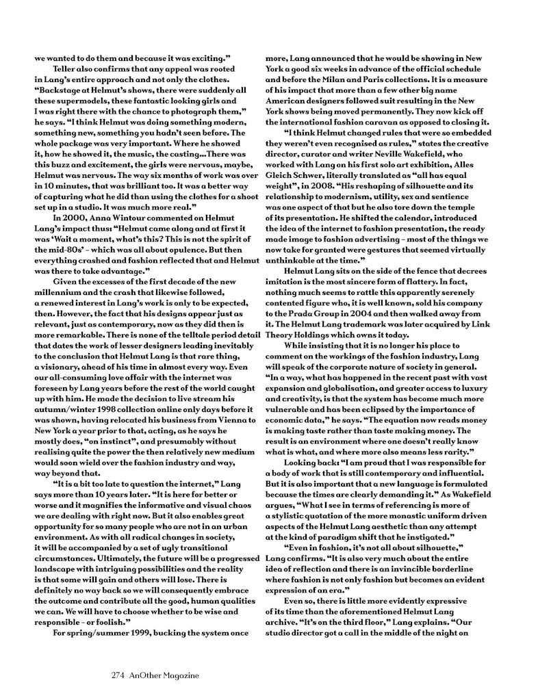 Helmut Lang for AnOther Magazine Autumn/Winter 2010