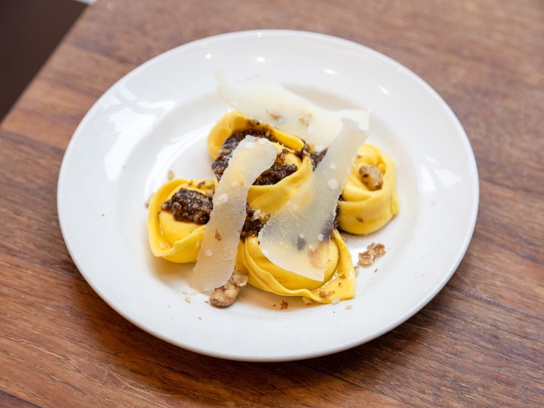 Tortellini of ricotta with burnt walnut pesto &#163;5.0