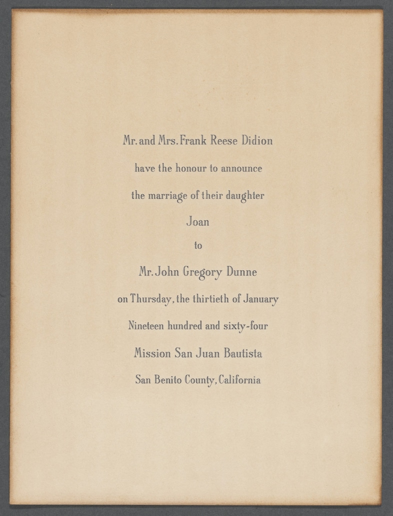 The Joan Didion Archive Notes to John Gregory Dunne