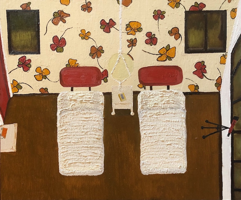 1. Bee sting naps, oil on panel, 24x30cm, 2021