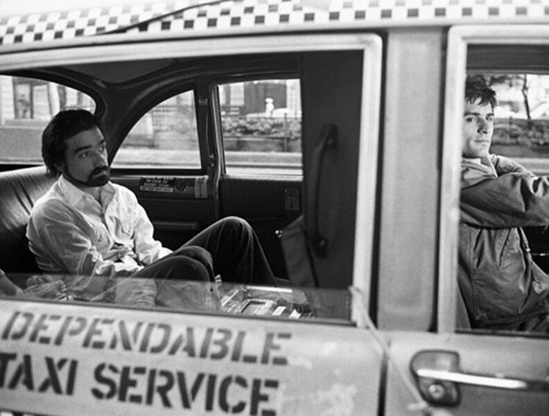 Martin Scorcese and Robert de Niro on the set of Taxi Driver