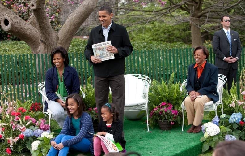 President Obama with his family, April 2009