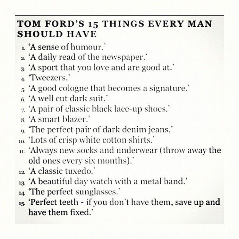 Arriba 49+ imagen tom ford 15 things every man should have