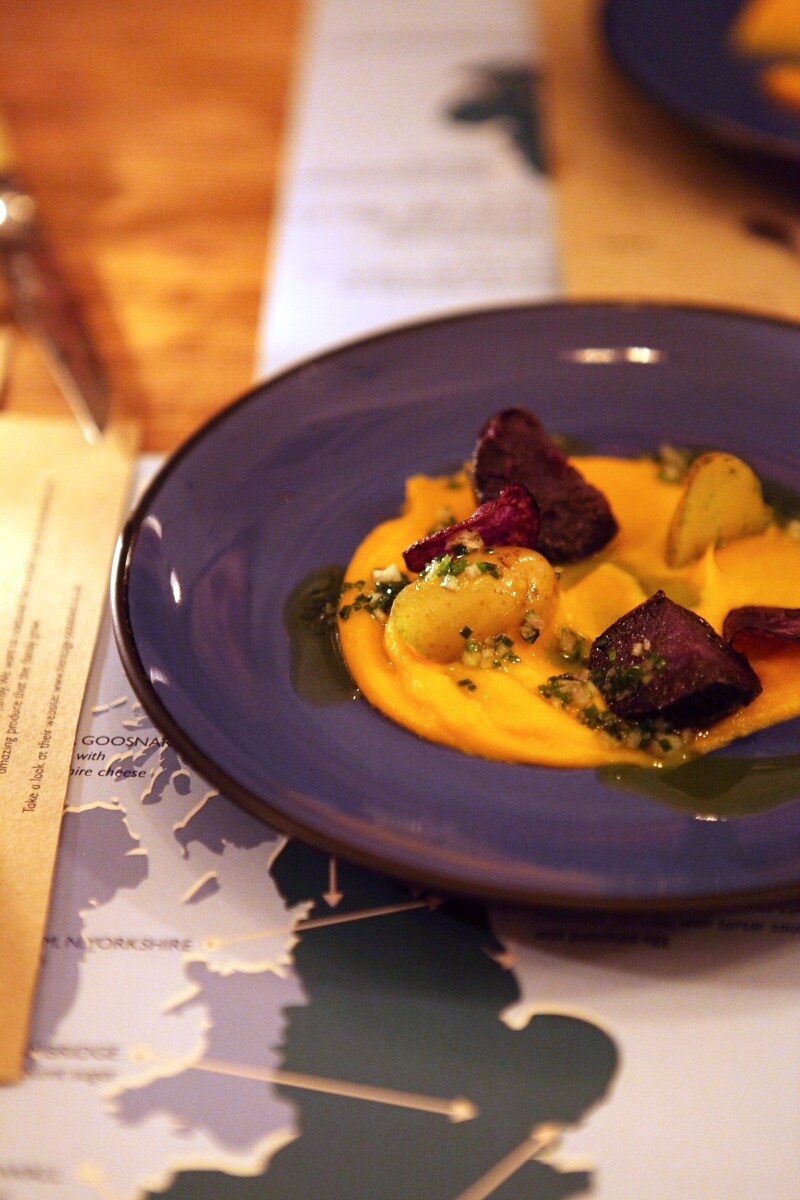 Heritage potatoes with chives and crisps