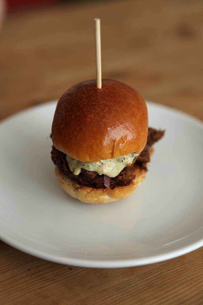 Braised short rib slider at Darsham Nurseries