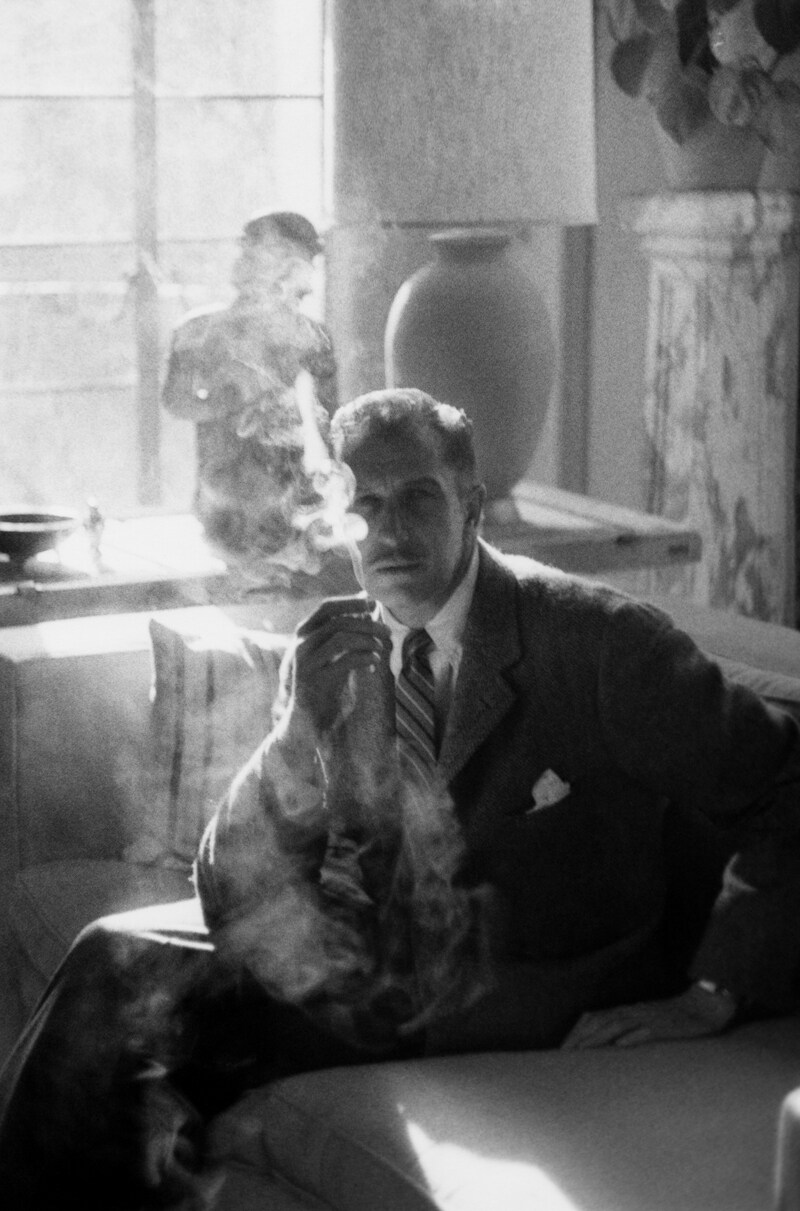 Vincent Price at home, Beverly Hills home, 1958