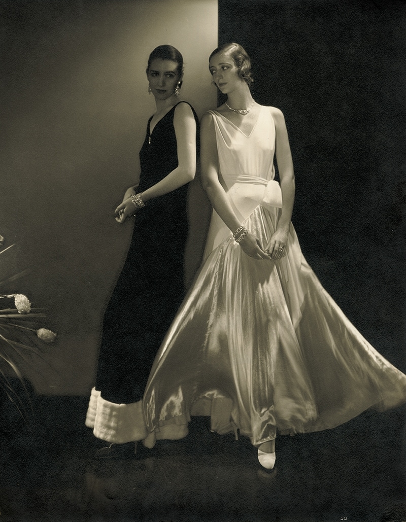 Model Mario Morehouse and unidentified model wearing dresses